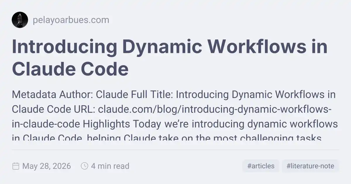 Introducing Dynamic Workflows in Claude Code