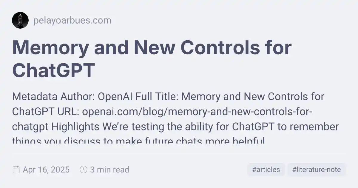 Memory and New Controls for ChatGPT