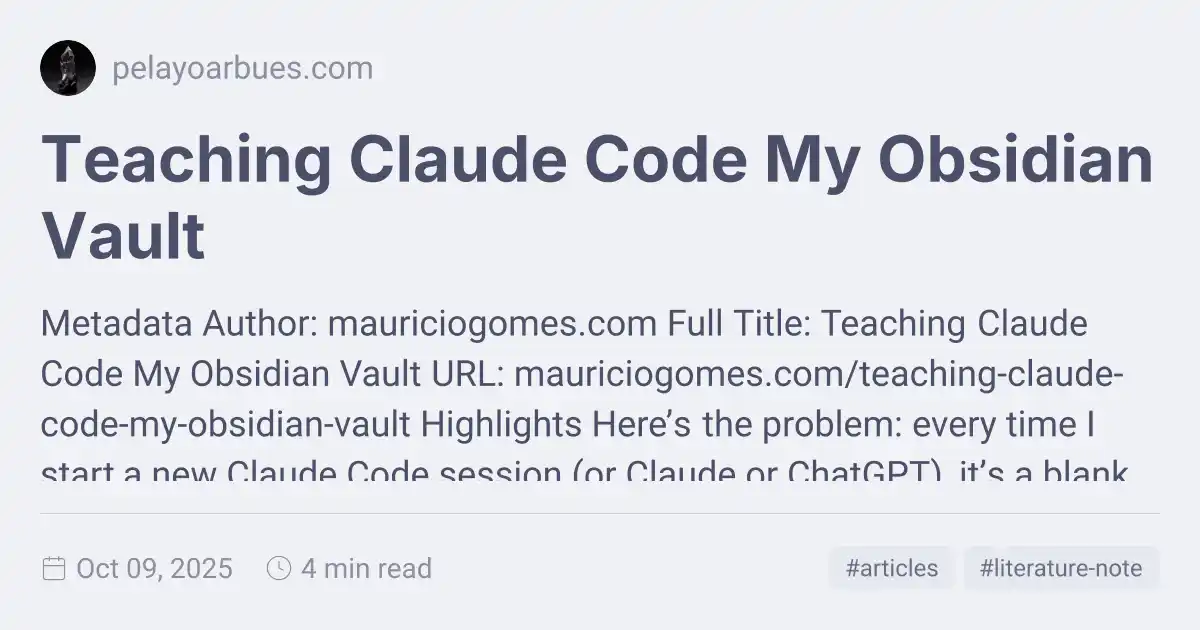 Teaching Claude Code My Obsidian Vault
